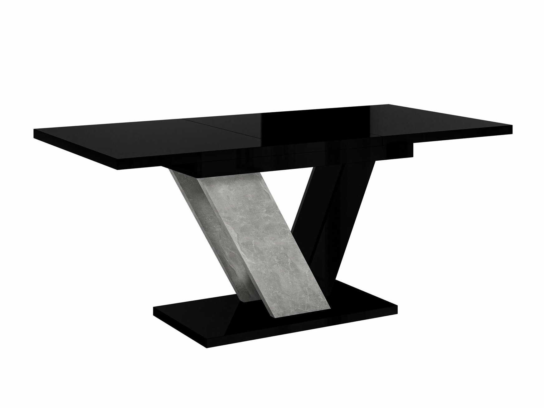Masă Violium (Negru lucios + Beton)