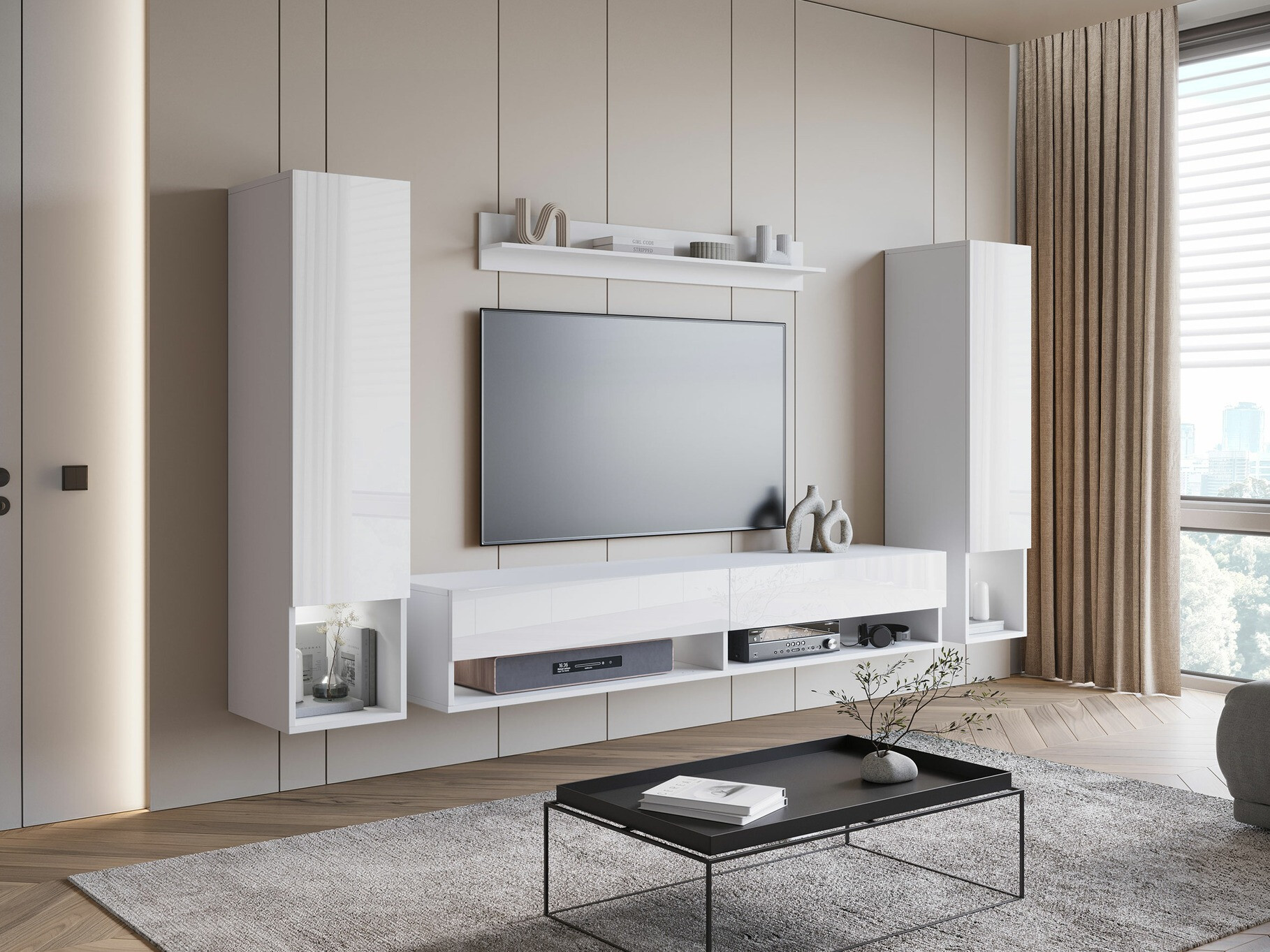 Set de living Sarasota 176 (Alb + Alb lucios)