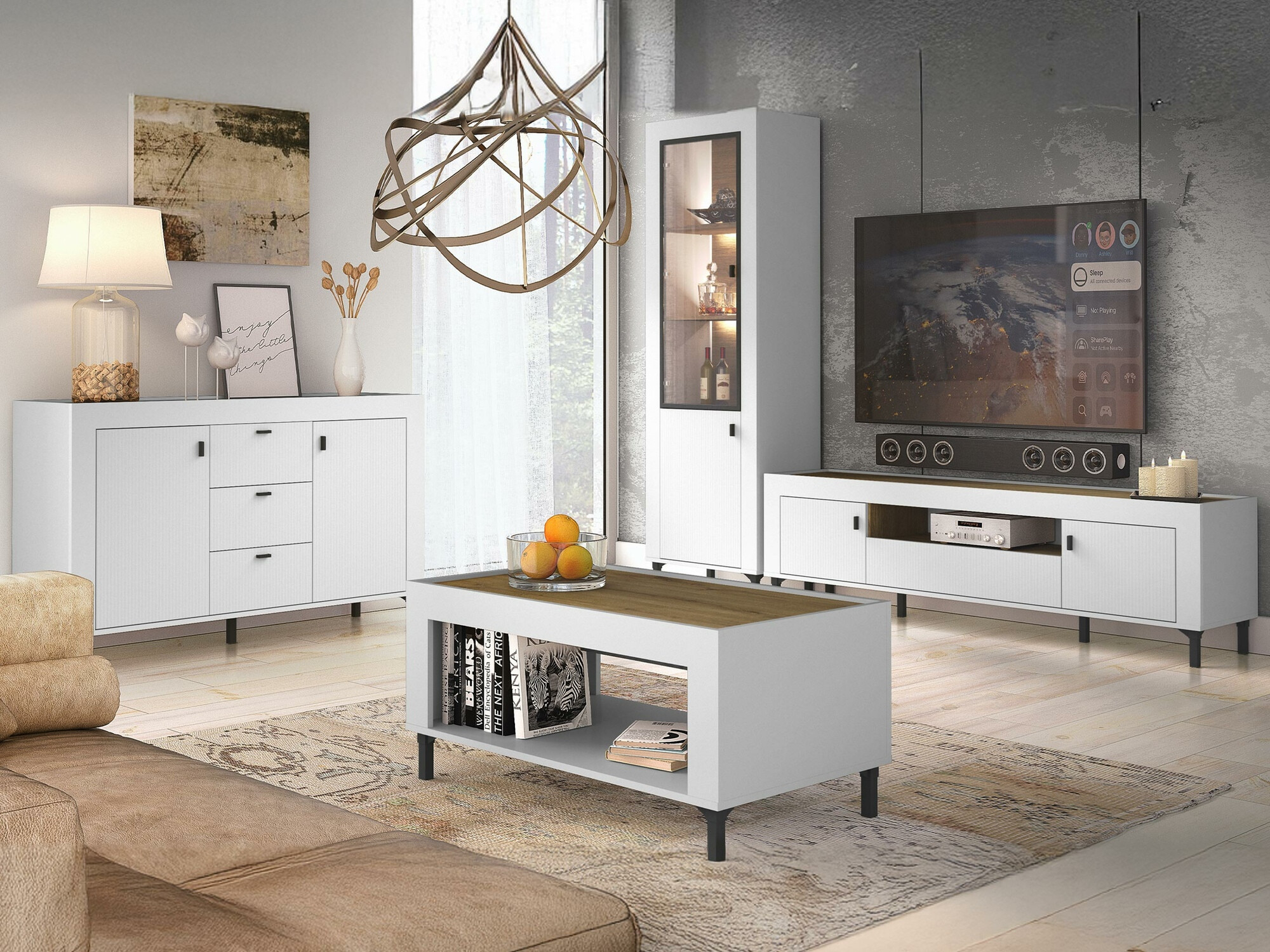 Set de living Mormavu 114 (Mat alb)