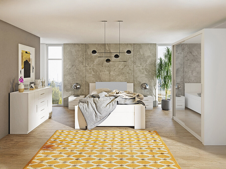 Set dormitor Catromi 113 (Alb + Soft Pik 029)