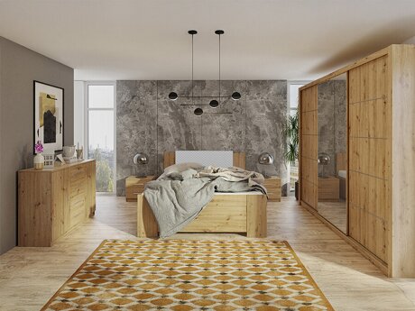 Set dormitor Catromi 116 (Stejar artizan + Soft Pik 029)