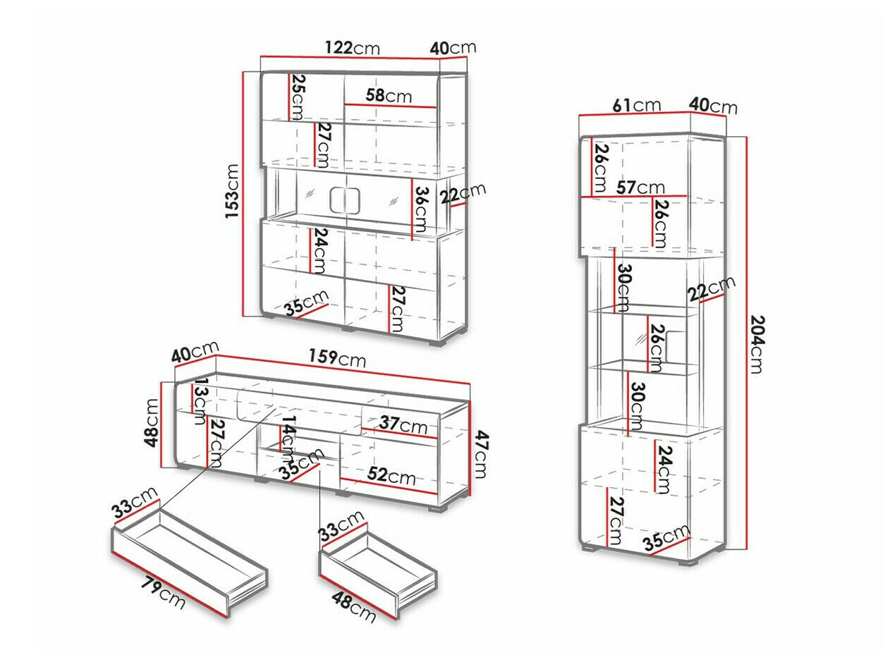 Set de living Torsone 104 (Antracit + Gloss antracit + Stejar Grandson)