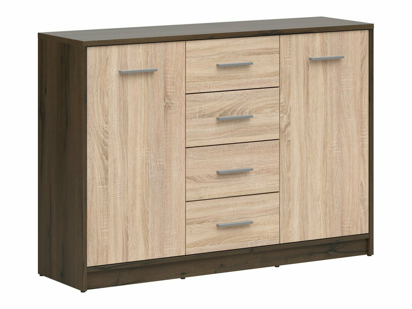 Comodă Novsore 118 (Stejar închis + Stejar Sonoma)