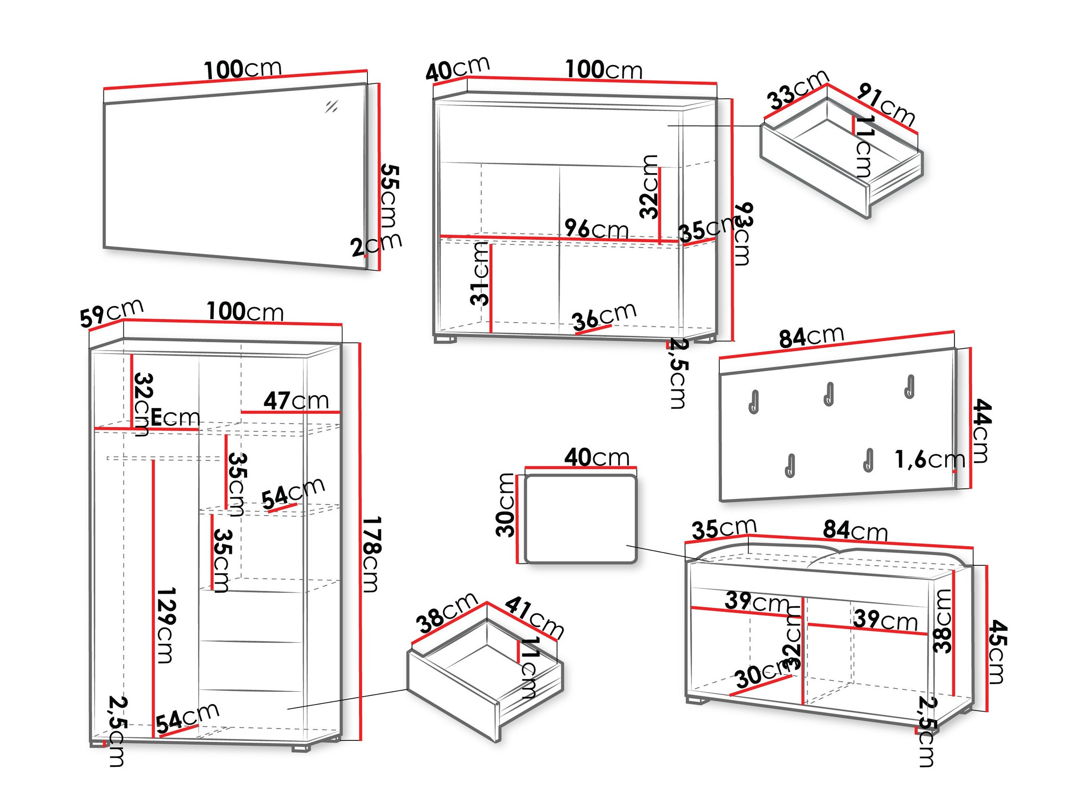 Set de hol Comfivo Tutela V (Alb)