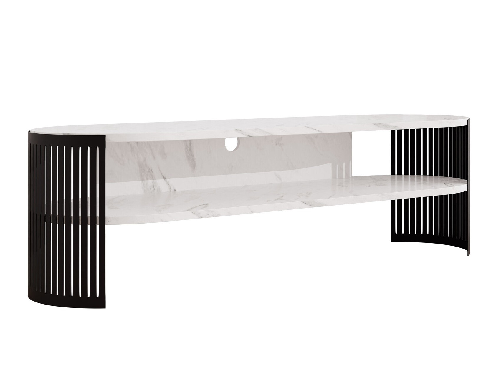 Comodă TV Civer (Negru + Marmură albă)