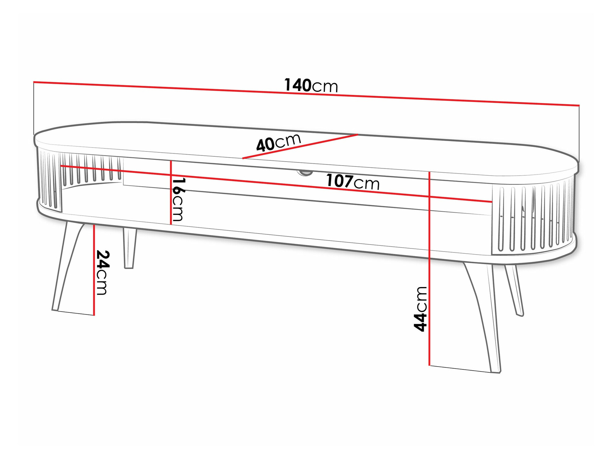 Comodă TV Vitum I (Auriu + Alb)
