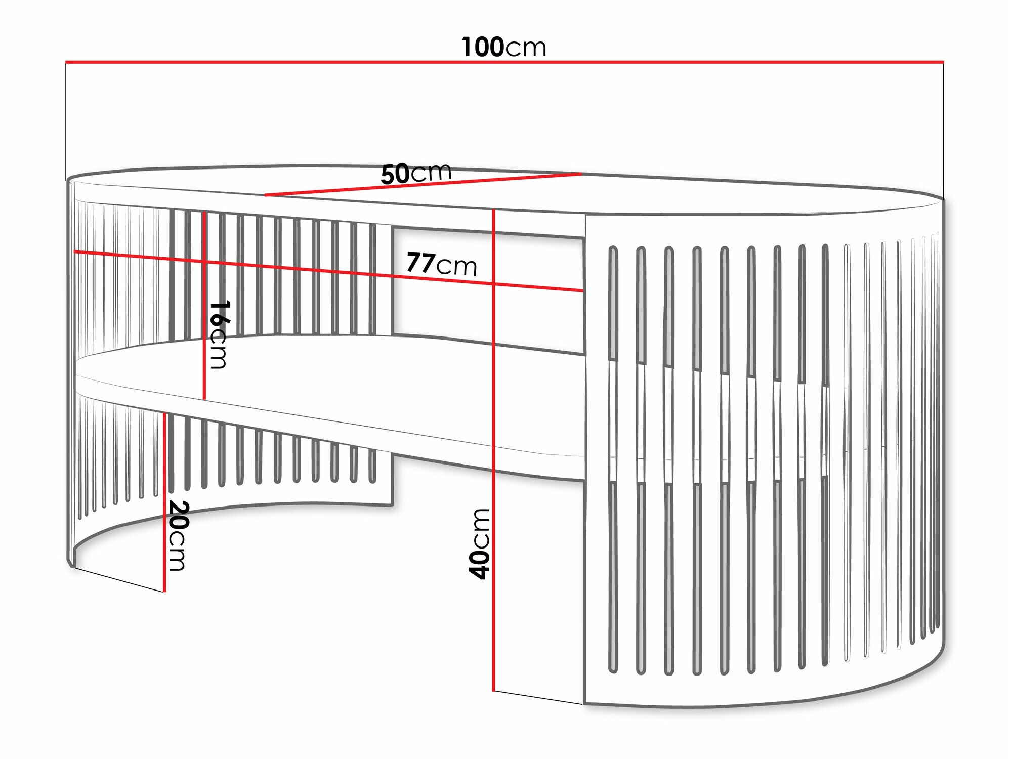 Măsuță de cafea Civer III (Negru + Alb)