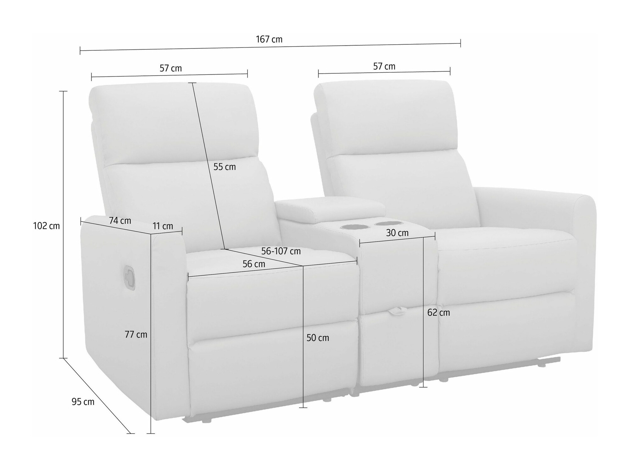 Canapea recliner Denton 1397 (Maro)