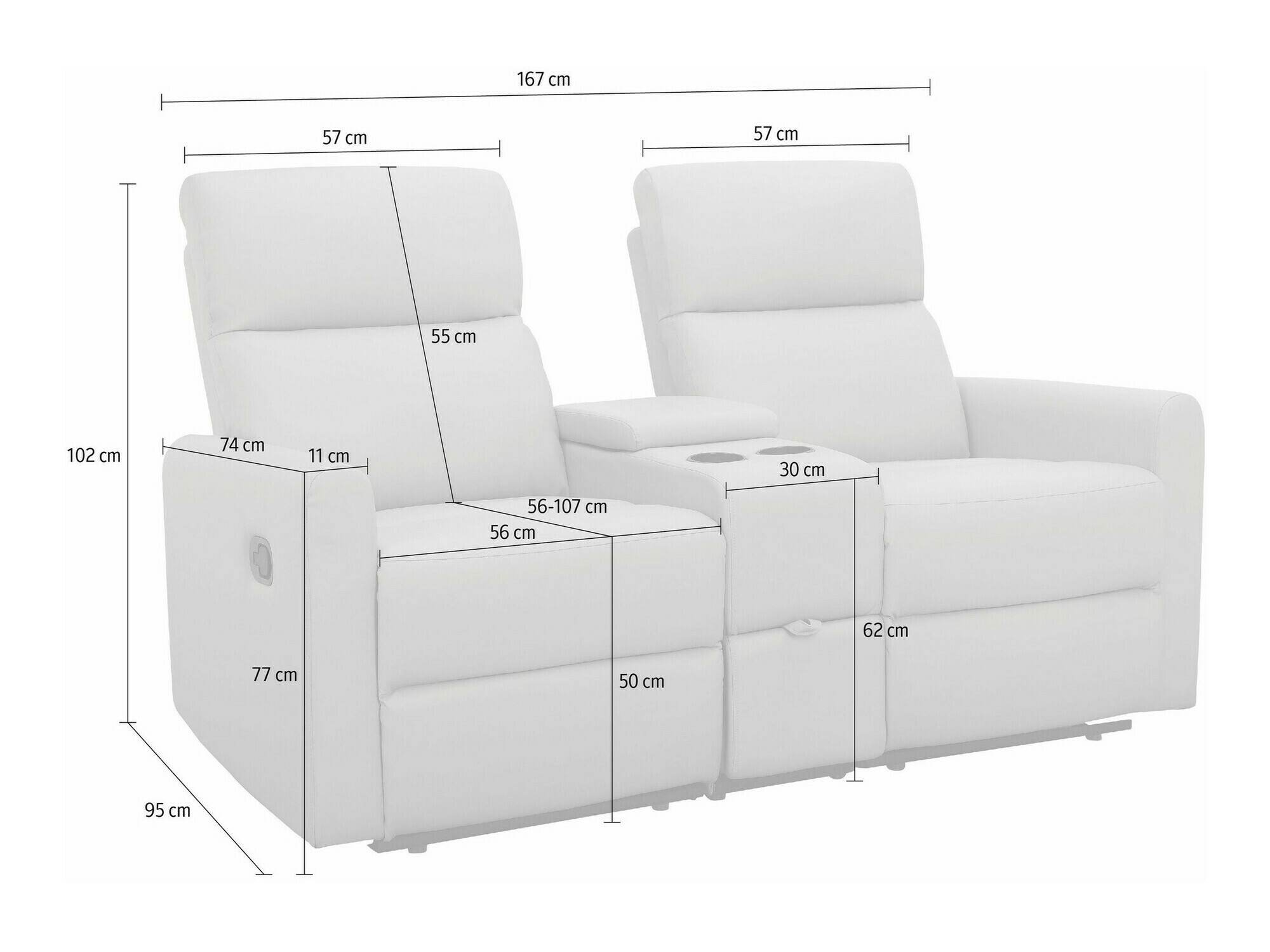 Canapea recliner Denton 1398 (Antracit)