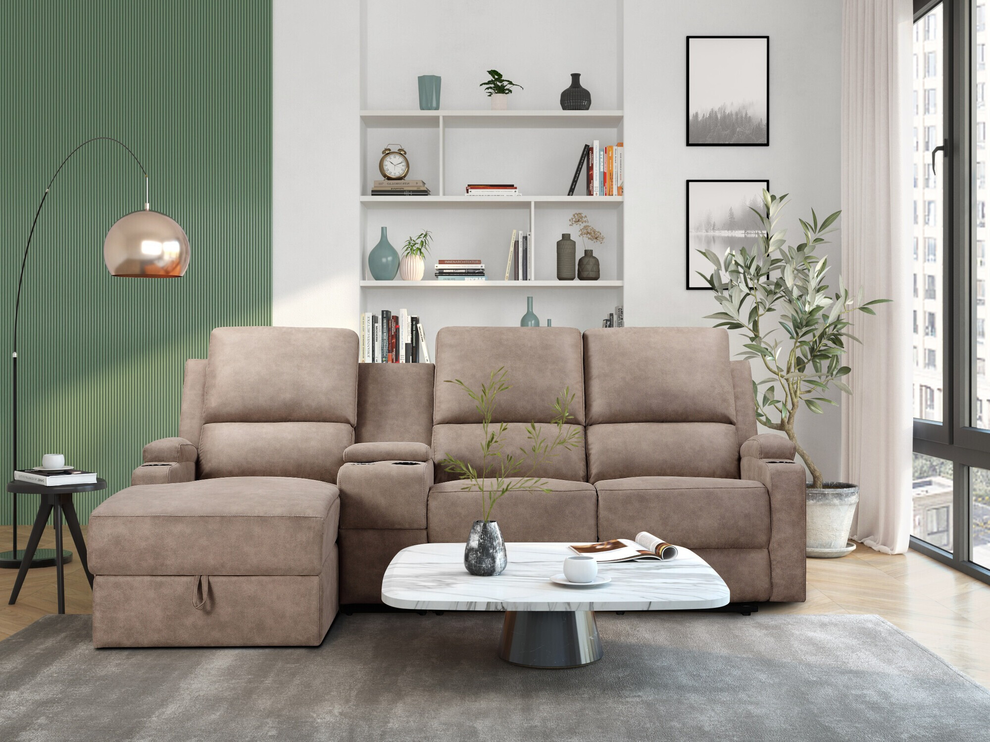 Colțar cu recliner Denton 1368 (Taupe)