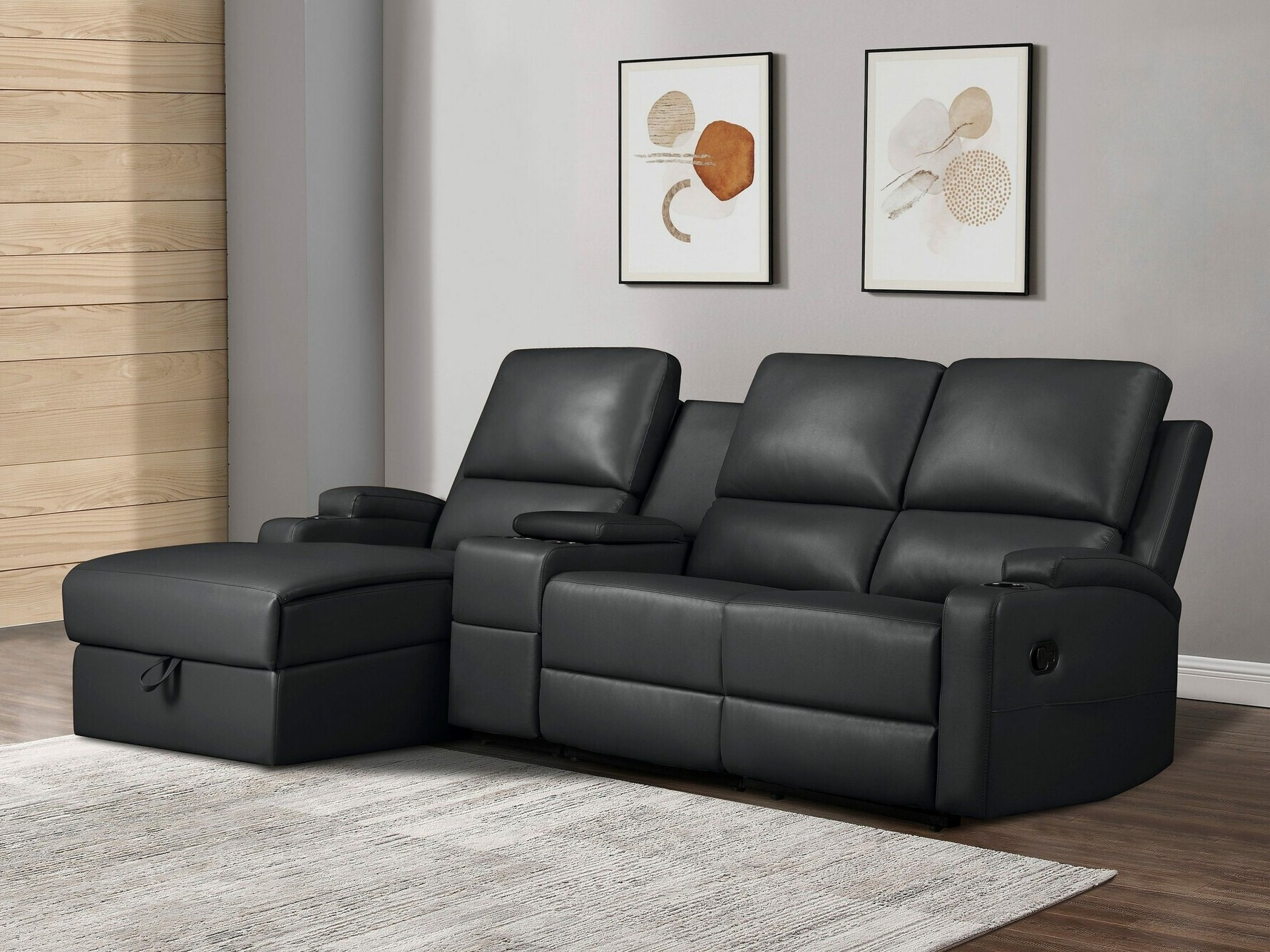 Colțar cu recliner Denton 1368 (Negru)