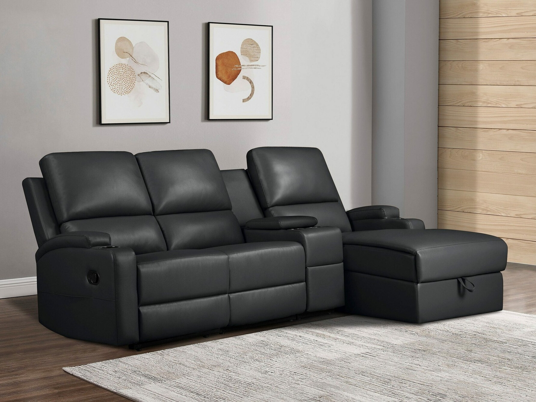 Colțar cu recliner Denton 1368 (Negru)