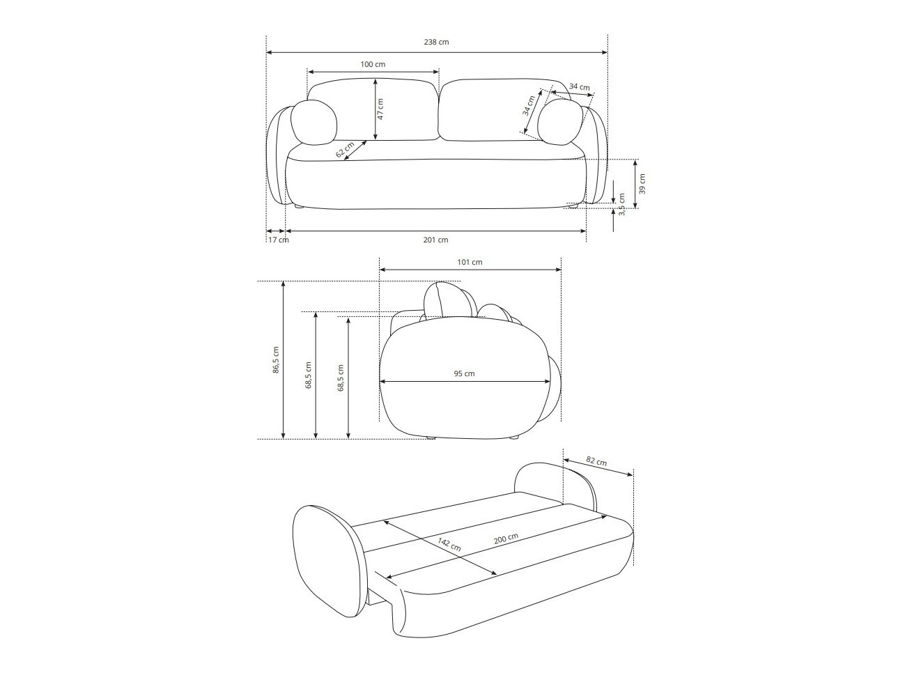 Canapea extensibilă Kingston 139 (Abriamio 1)