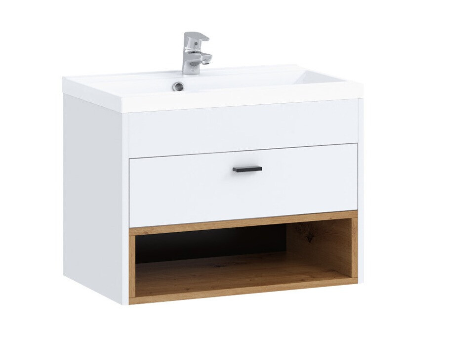 Cabinet atârnat pentru baie Velum (Alb + Stejar artizan)