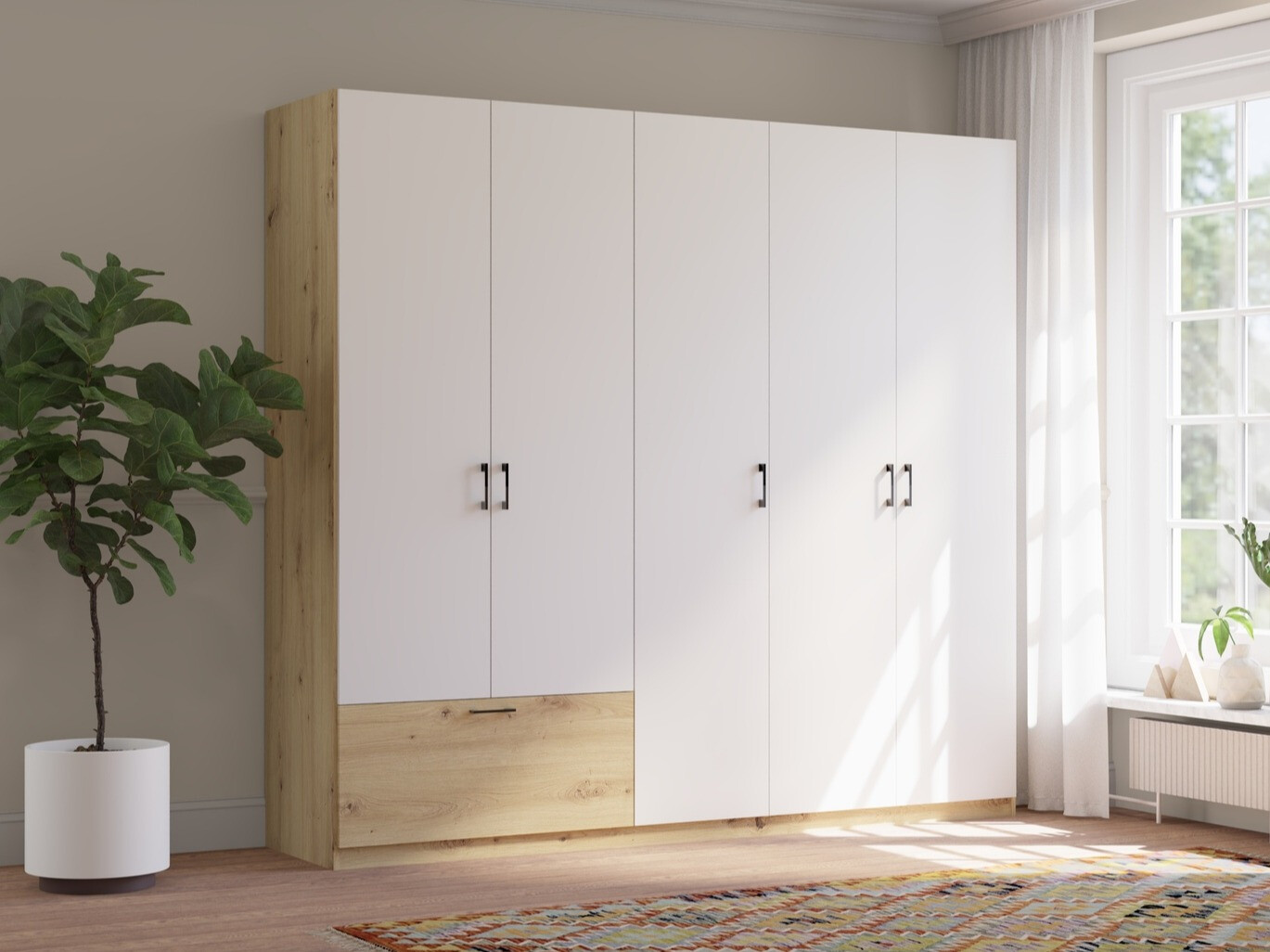 Dulap Bristol 249 (Stejar artizan + Alb)