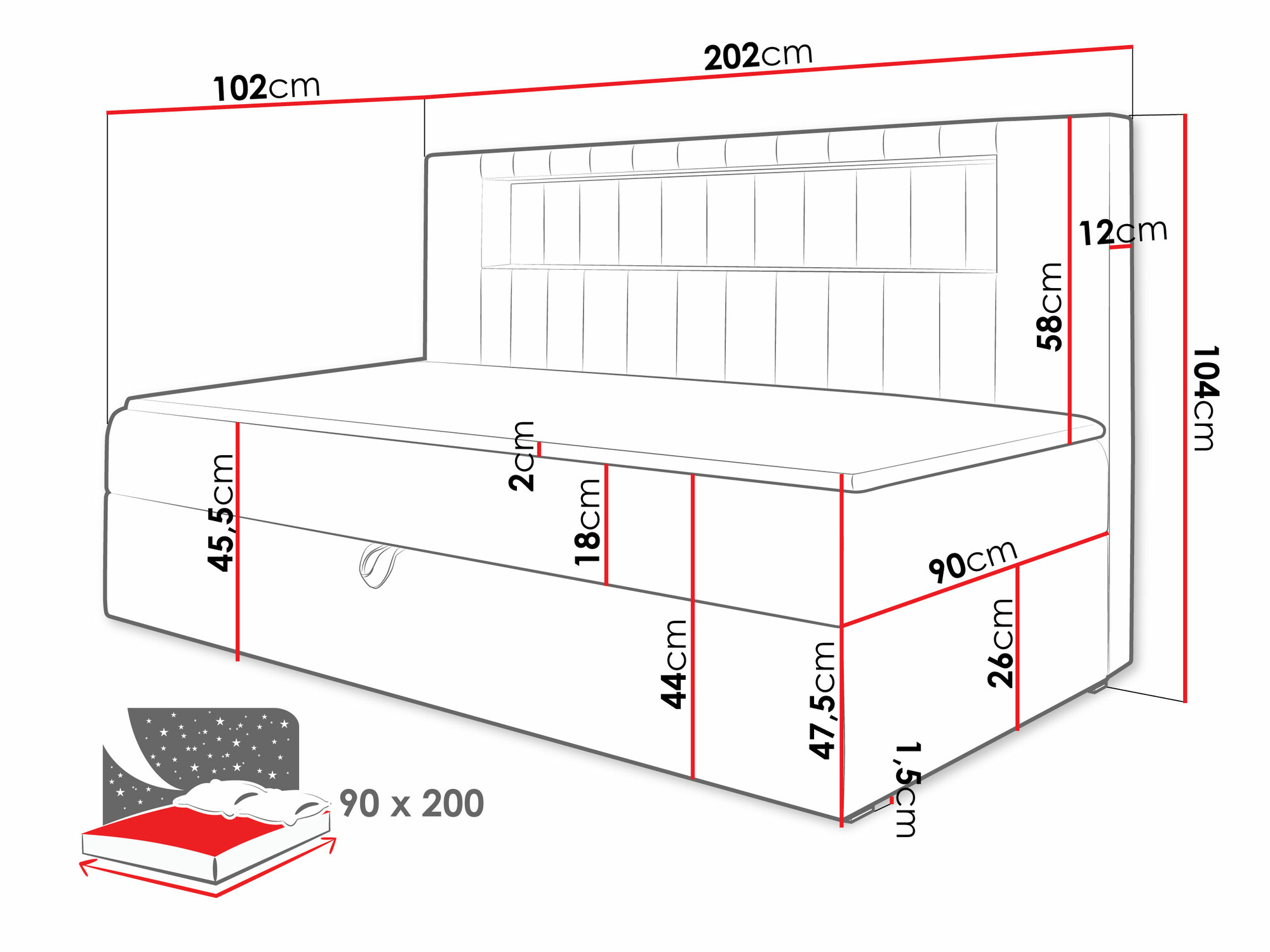 Pat boxspring Lucus IV (Soft 017 + Fresh 4)