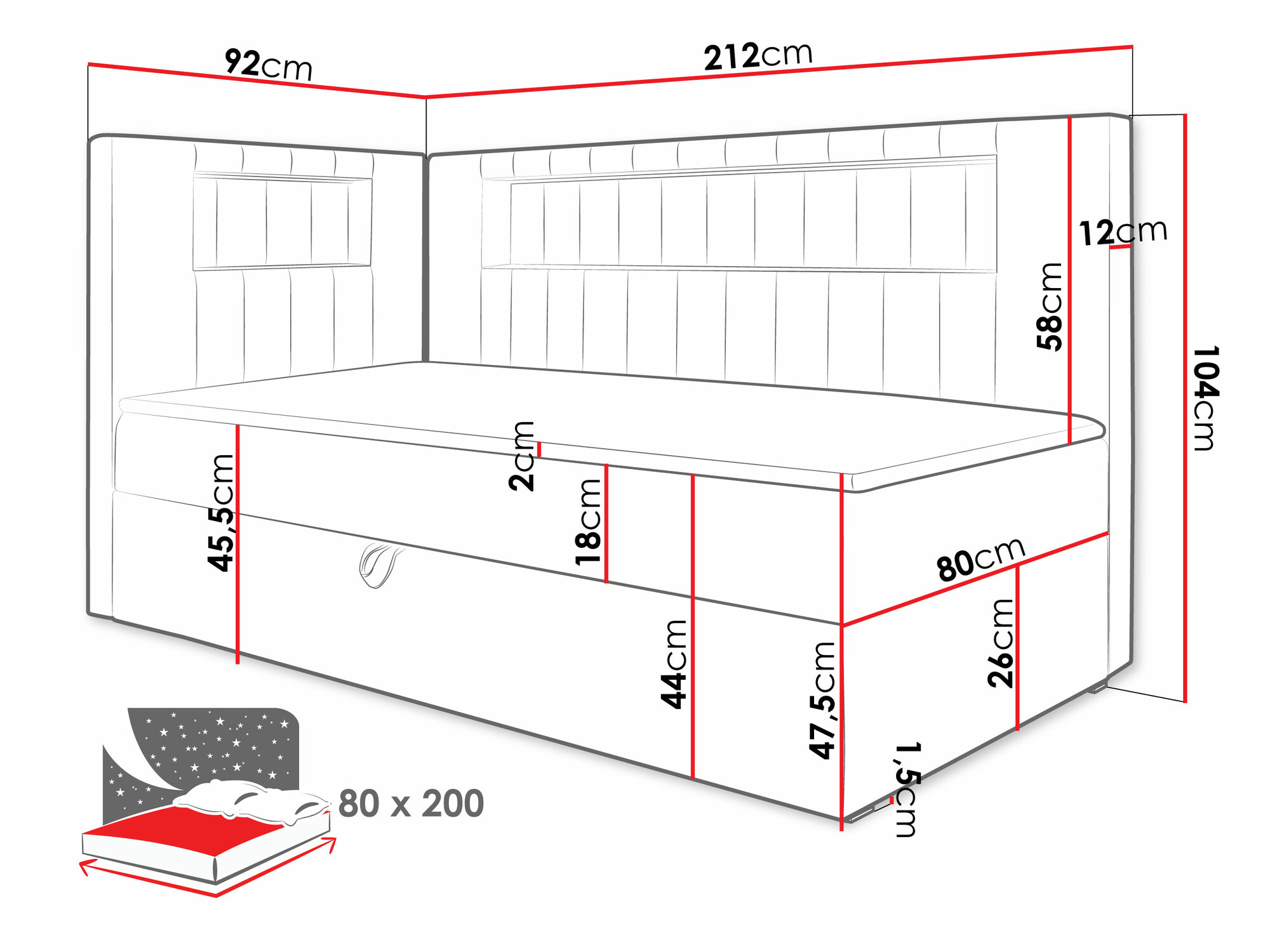 Pat boxspring Lucus VIII (Soft 017 + Fresh 17)