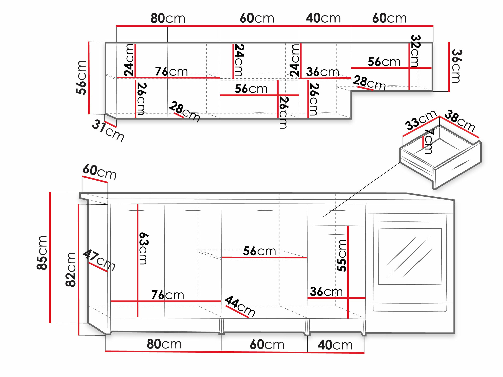 Set de bucătărie Trenton 105 (Stejar artizan + Negru)