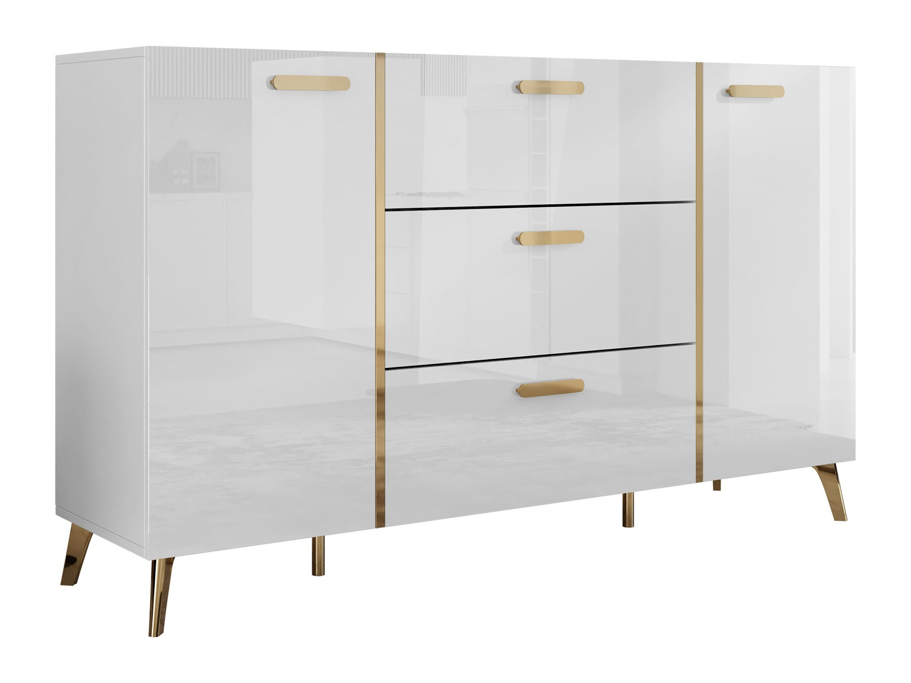 Comodă Comfivo Capella I (Alb + Alb lucios)