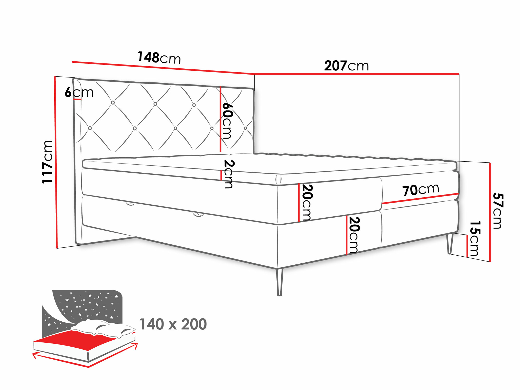 Pat boxspring ComfiDream Myrel (Verita 85)