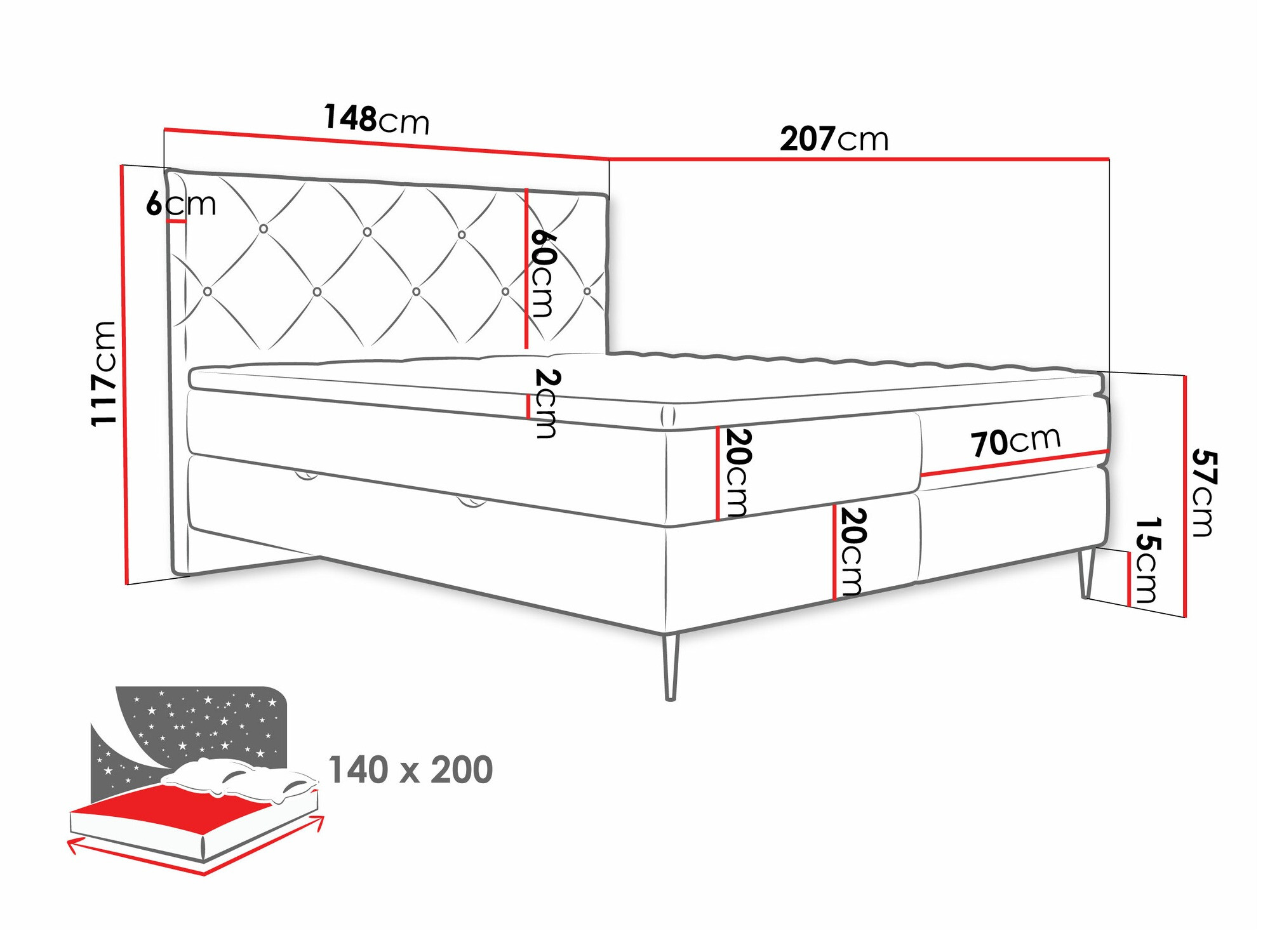 Pat boxspring ComfiDream Myrel (Verita 16)