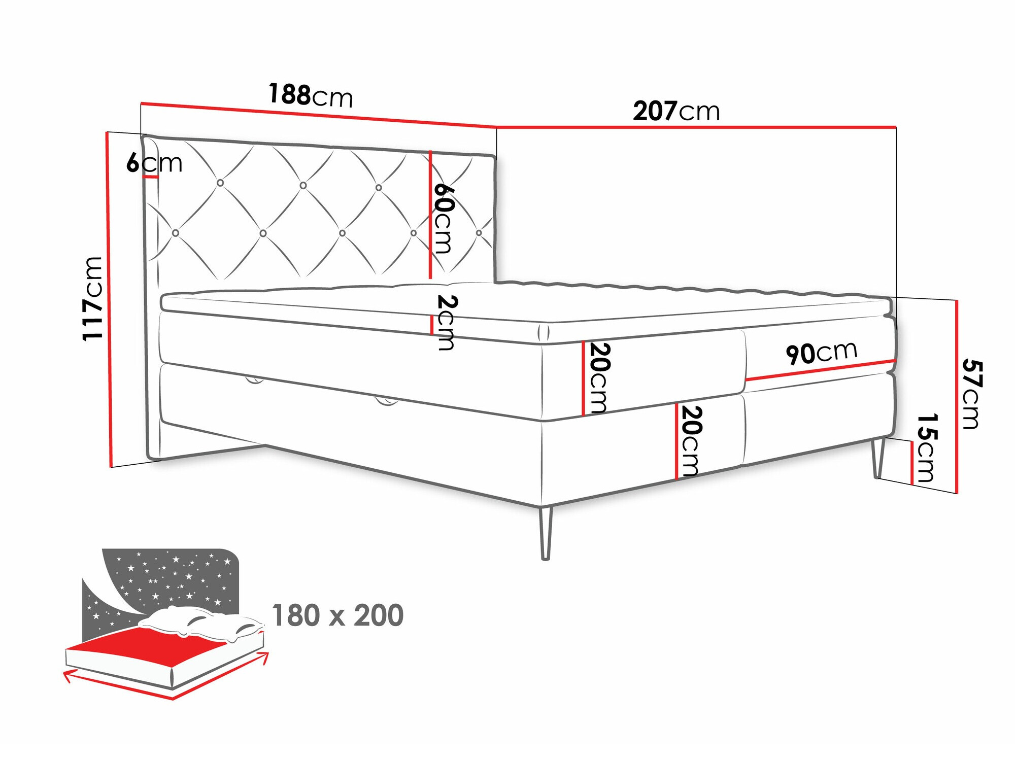 Pat boxspring ComfiDream Myrel (Verita 16)