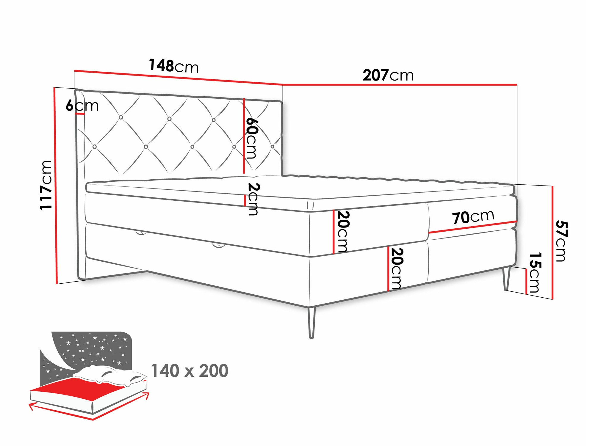 Pat boxspring ComfiDream Myrel (Verita 52)