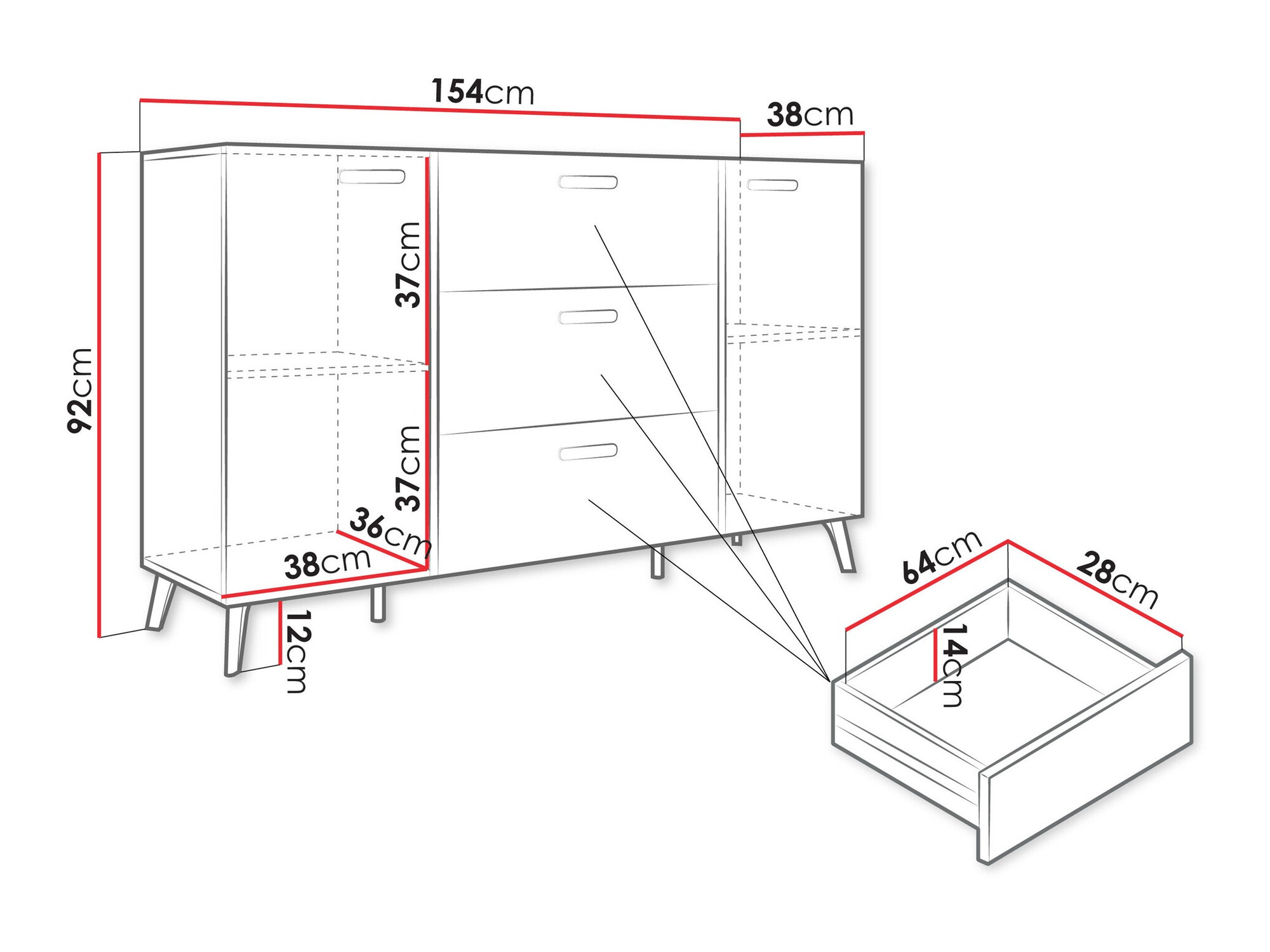 Comodă Comfivo Capella I (Cașmir + Cașmir lucios)