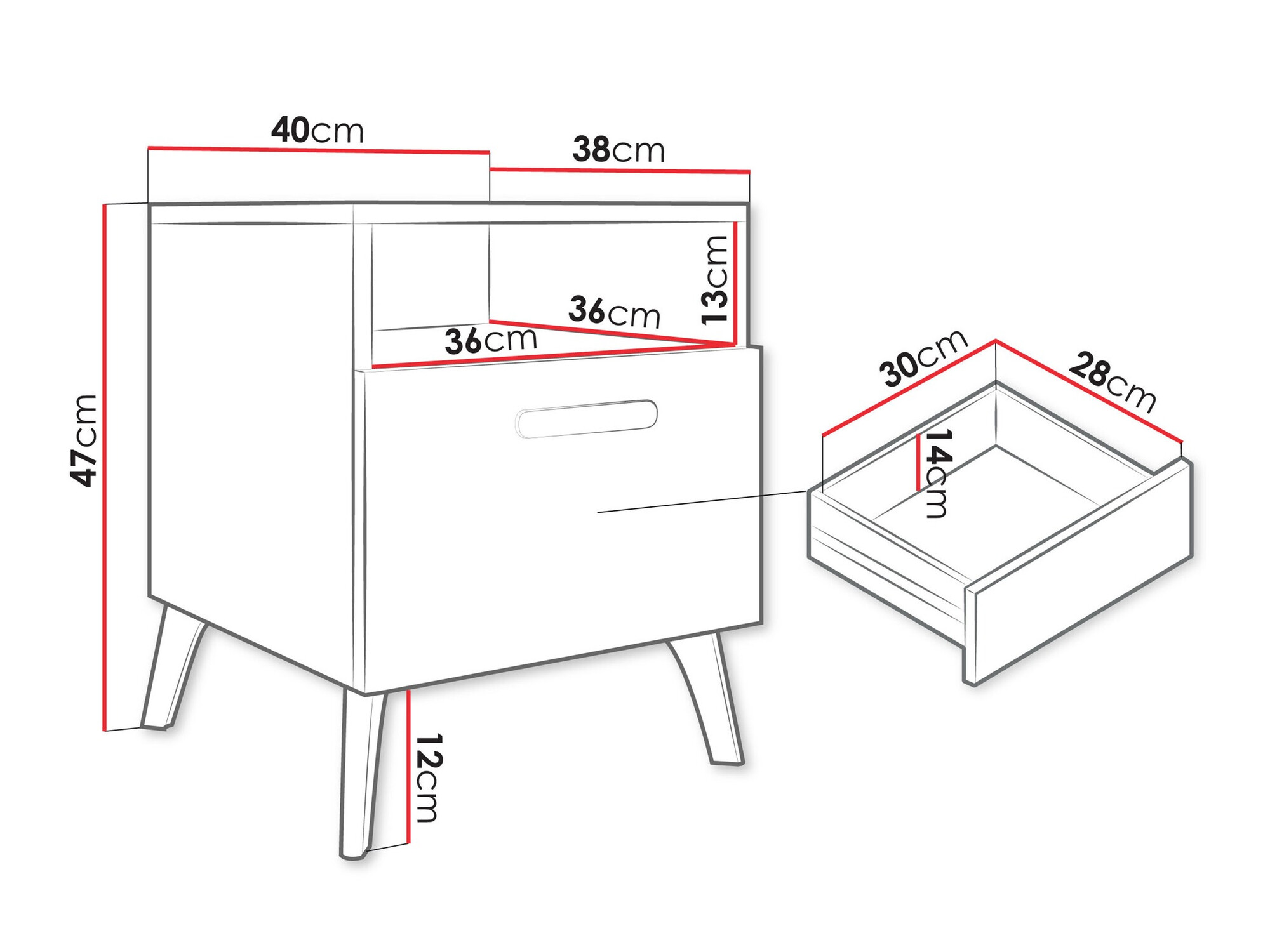 Noptieră Comfivo Capella (Cașmir + Cașmir lucios)