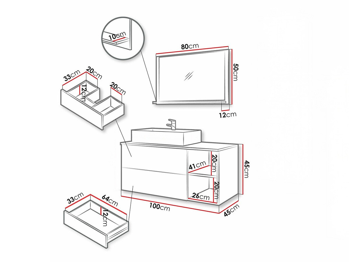 Set baie Nauta (Nuc + Marmură albă)