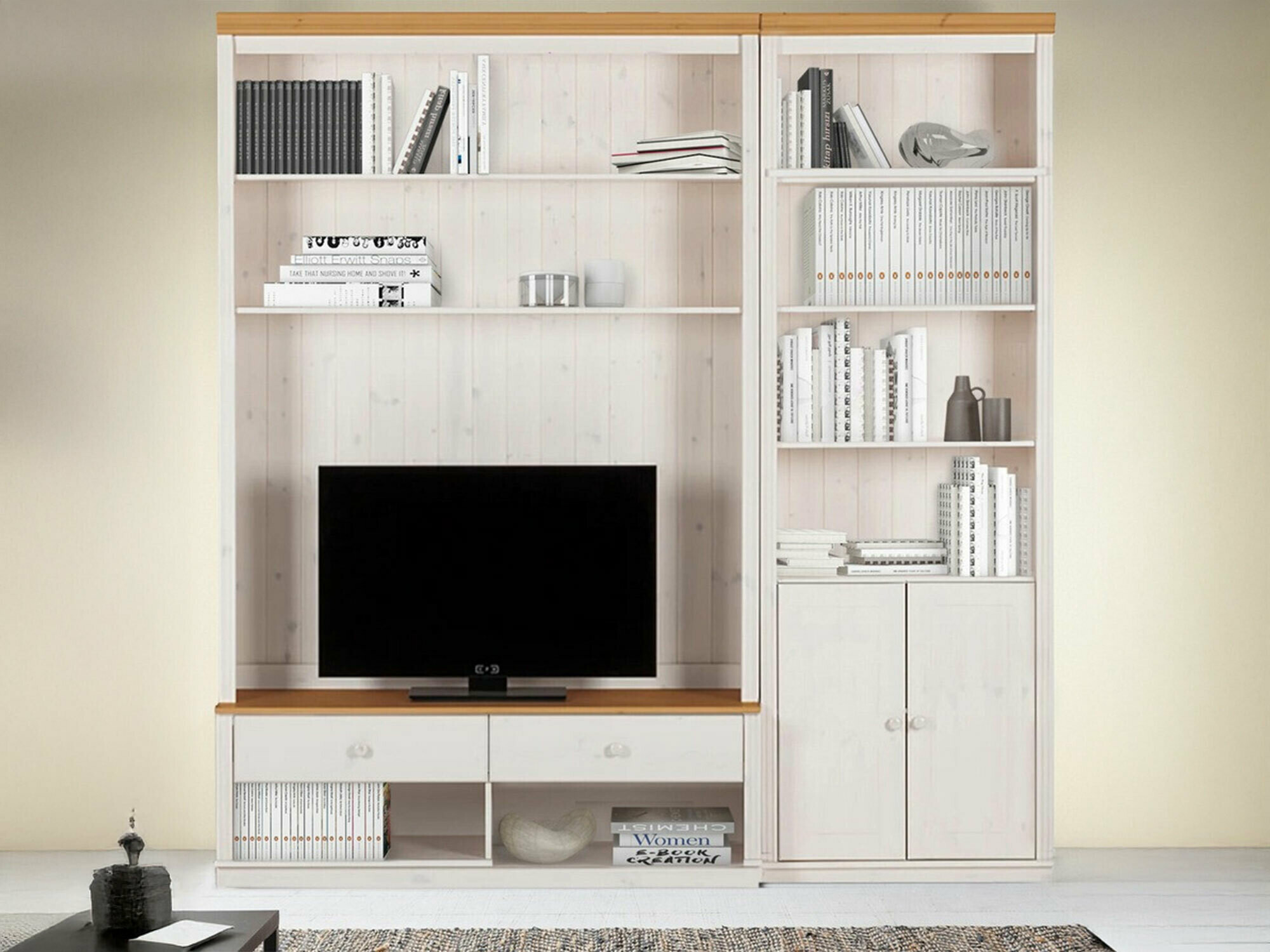 Set de living Saltoro 105 (Alb + Stejar Honey)