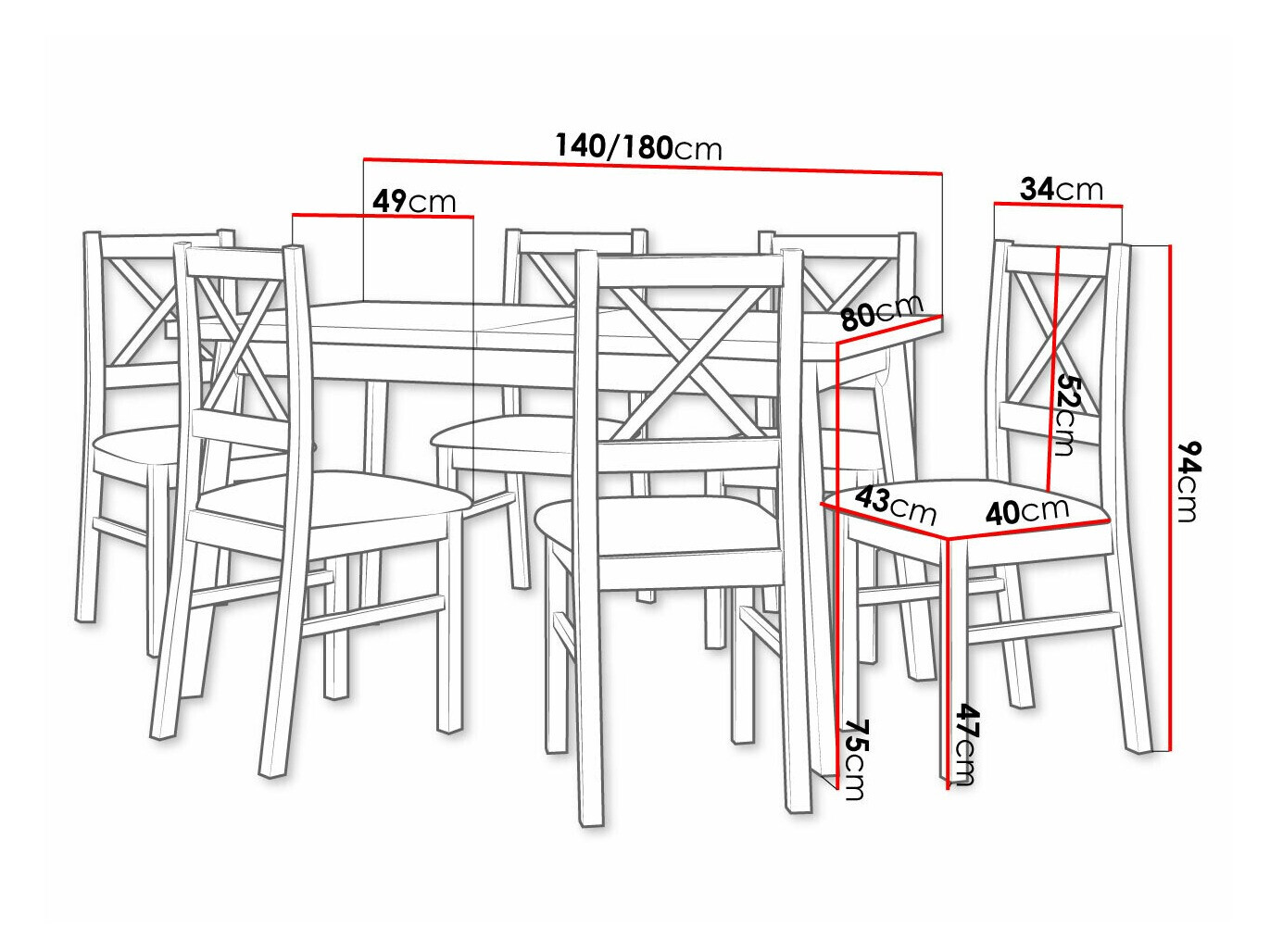 Set de dining Victorville 223 (Paros 2)