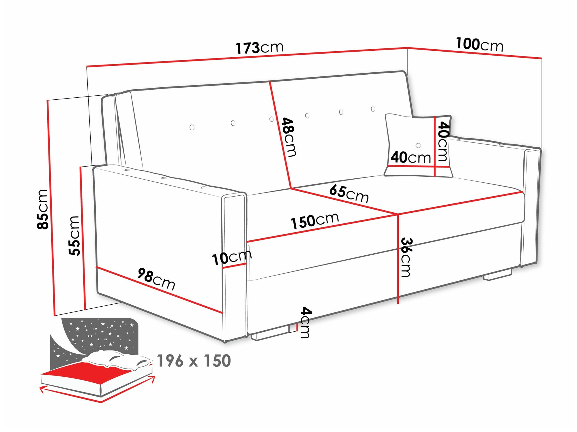 Canapea extensibilă Caelrin IV (Coral 15)