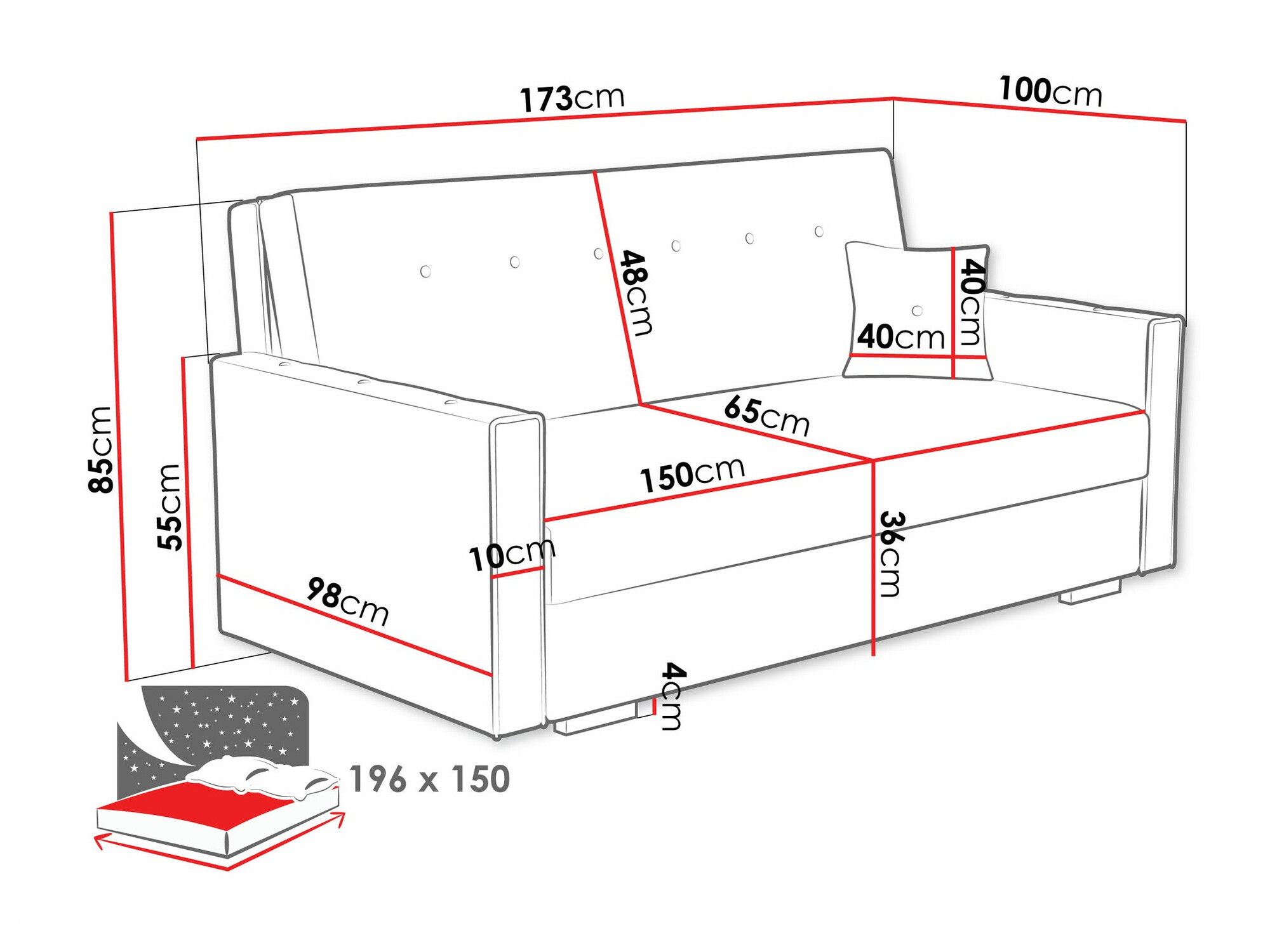 Canapea extensibilă Caelrin IV (Coral 45)