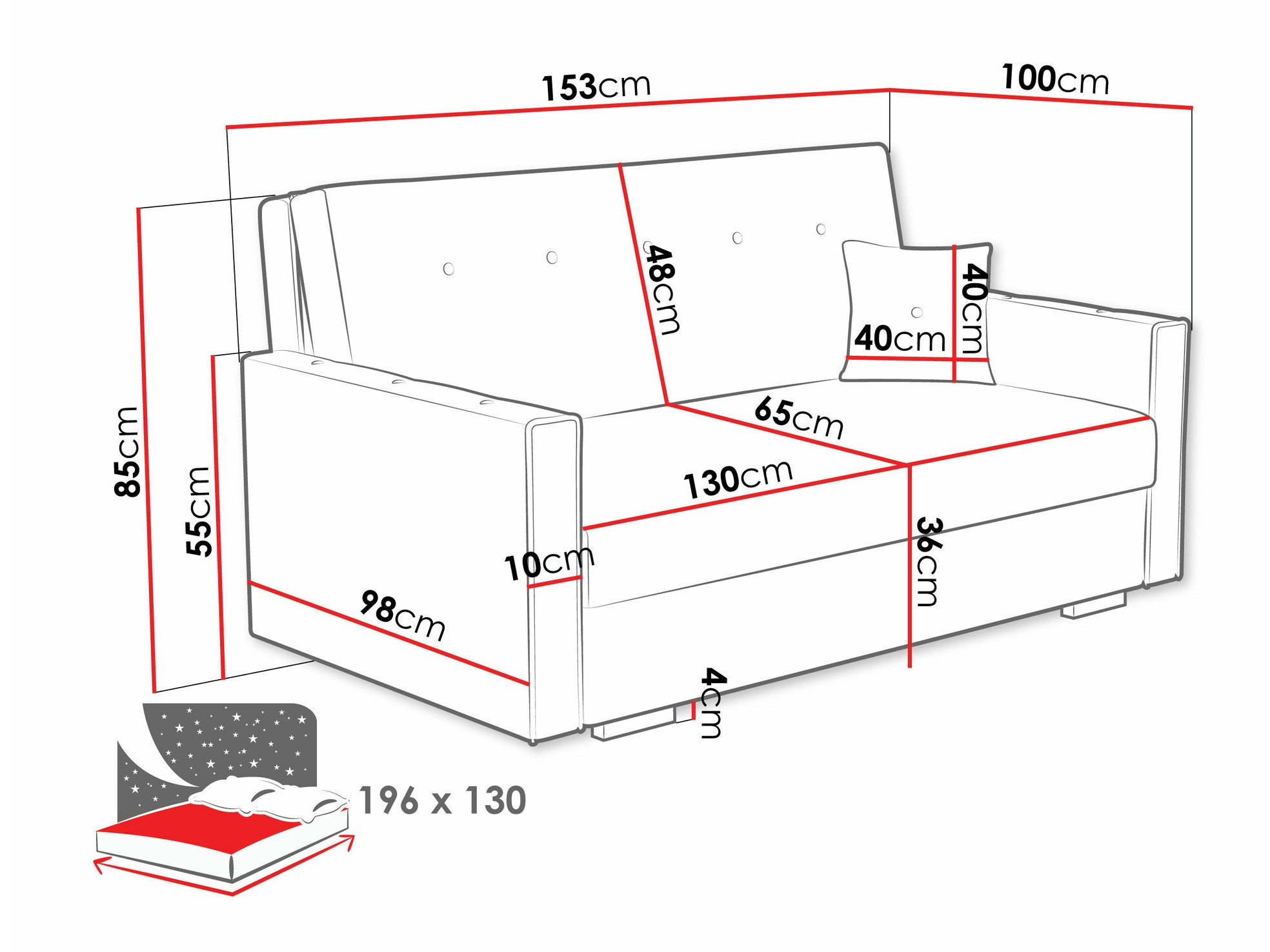 Canapea extensibilă Caelrin III (Coral 15)