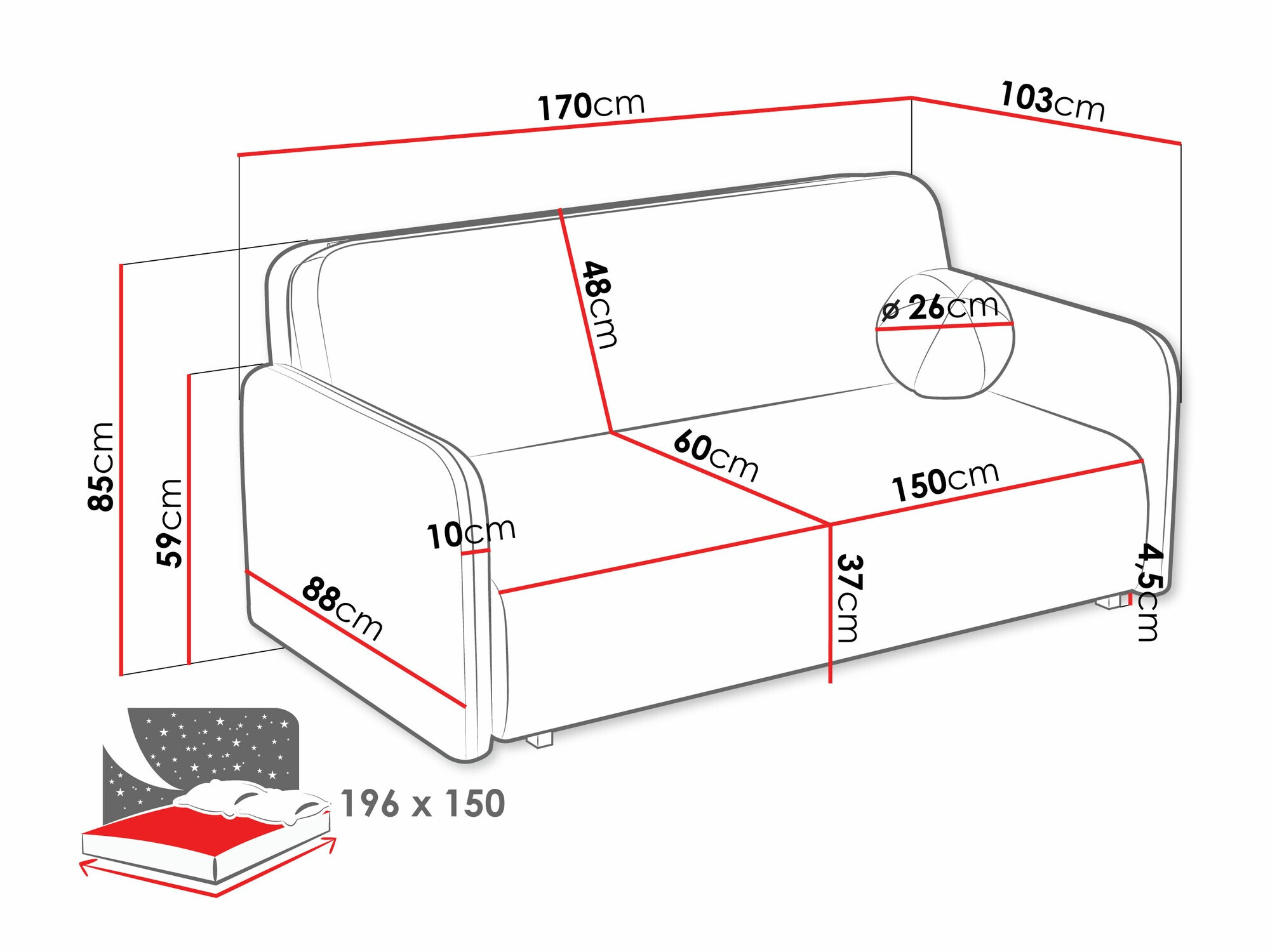 Canapea extensibilă Columbus 237 (Velo 626)