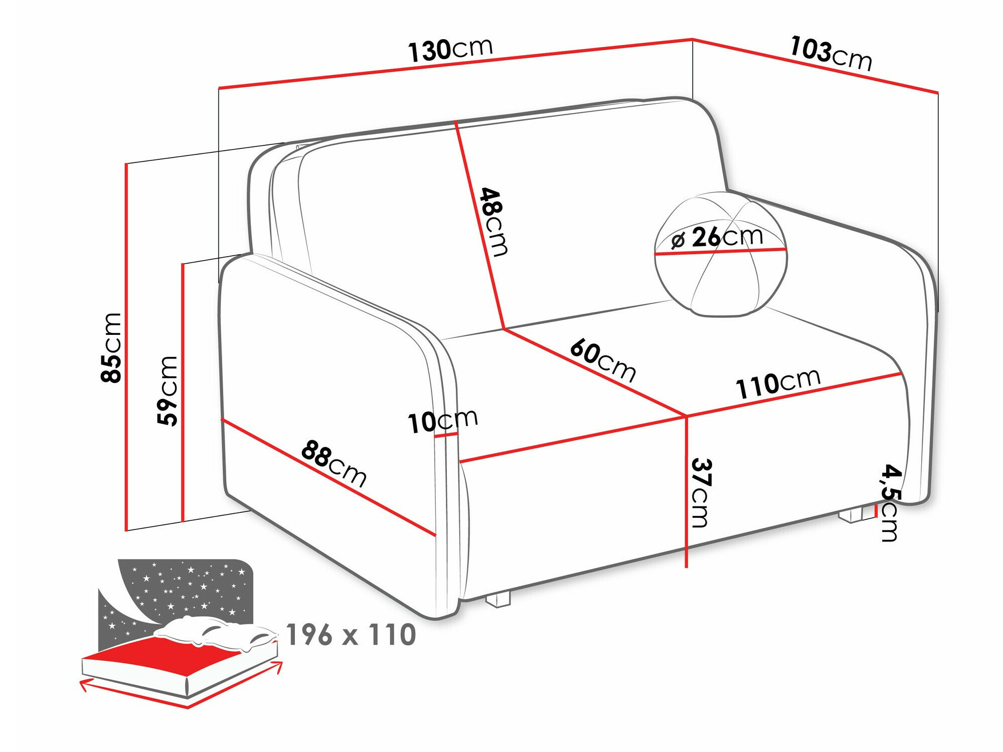 Canapea extensibilă Columbus 239 (Velo 626)