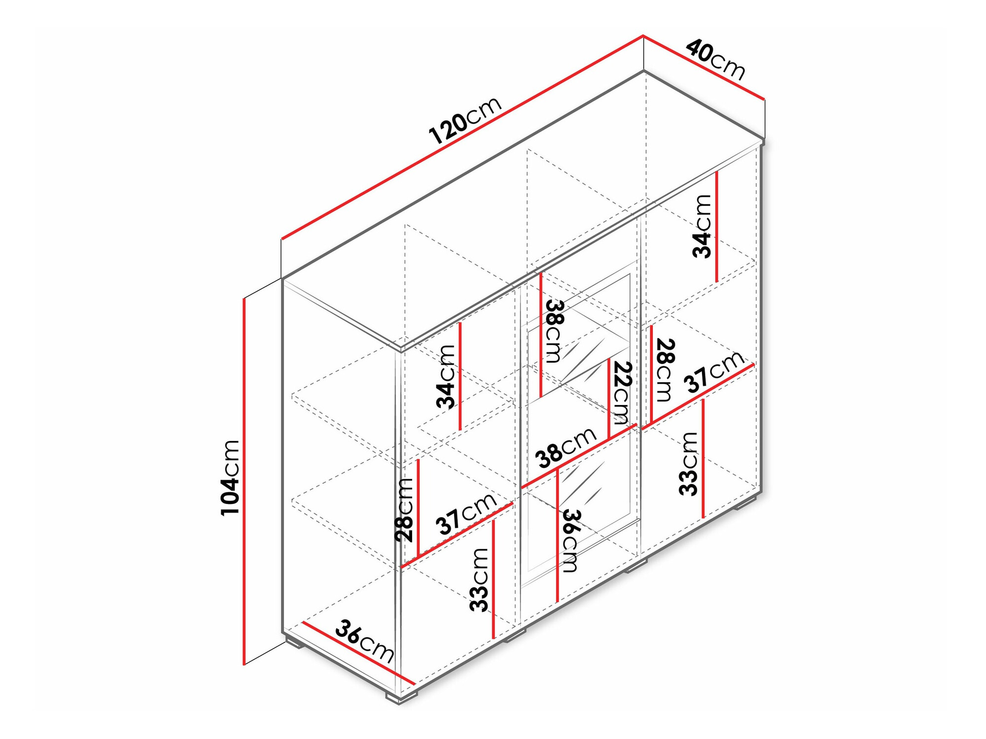 Bufet Mirfivo 103 (Matera gri + Alb lucios)