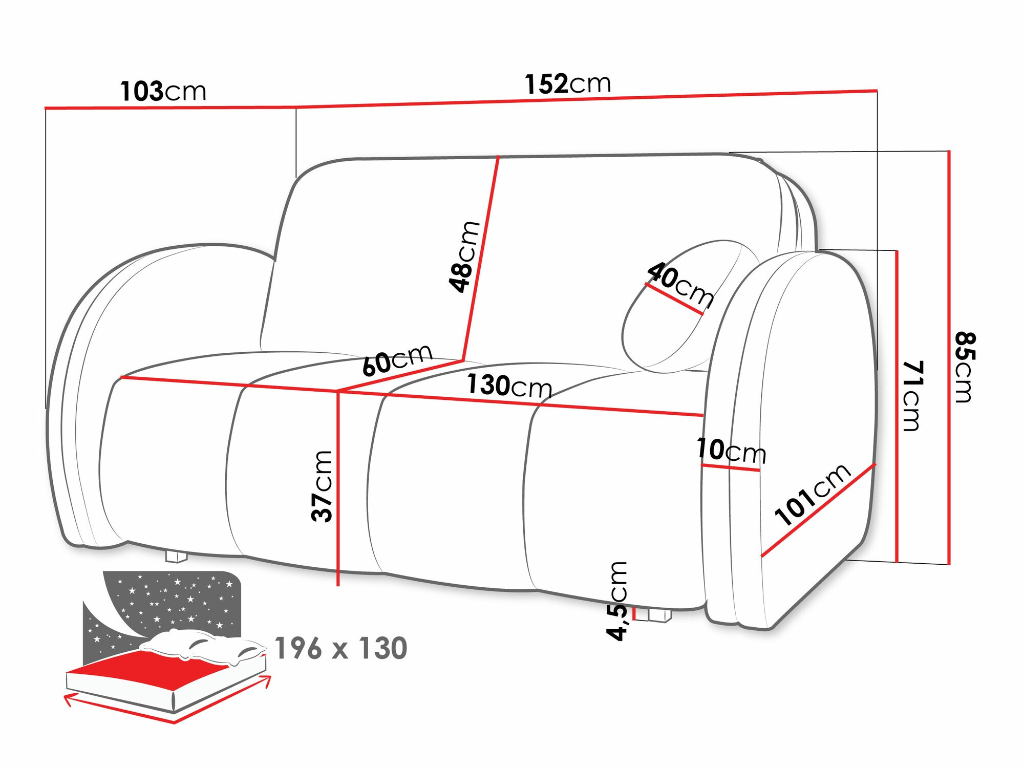 Canapea extensibilă Columbus 242 (Velo 636)