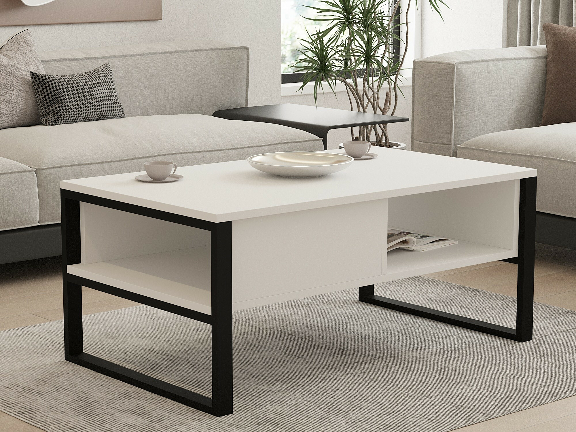 Măsuță de cafea Kailua 2687 (Alb + Negru)