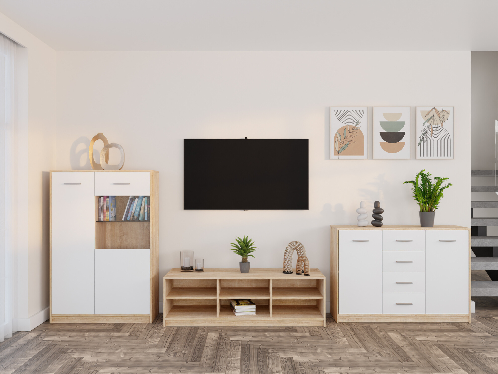 Set de living Novsore 165 (Stejar Sonoma + Alb)