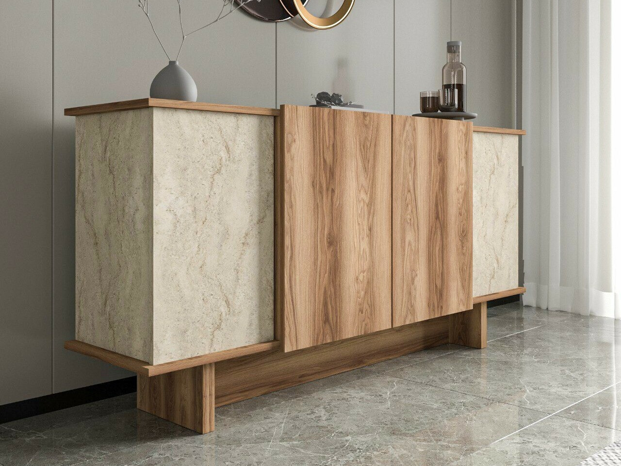 Bufet Kailua 2453 (Deschis Travertine + Nuc)