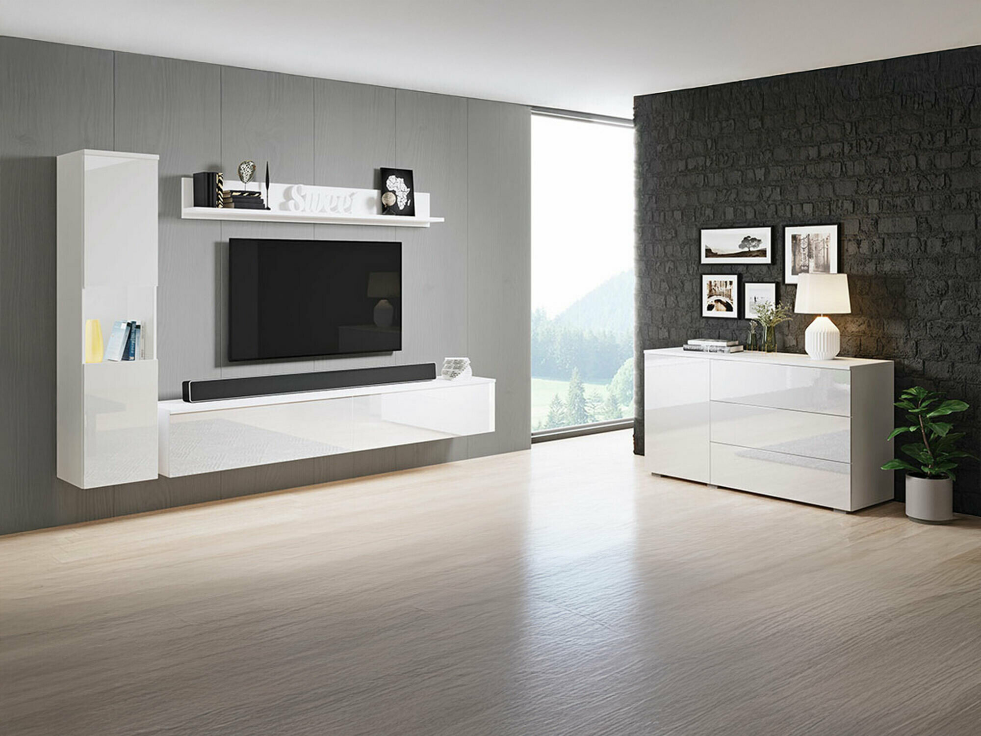 Set de living Sarasota 132 (Alb + Alb lucios)