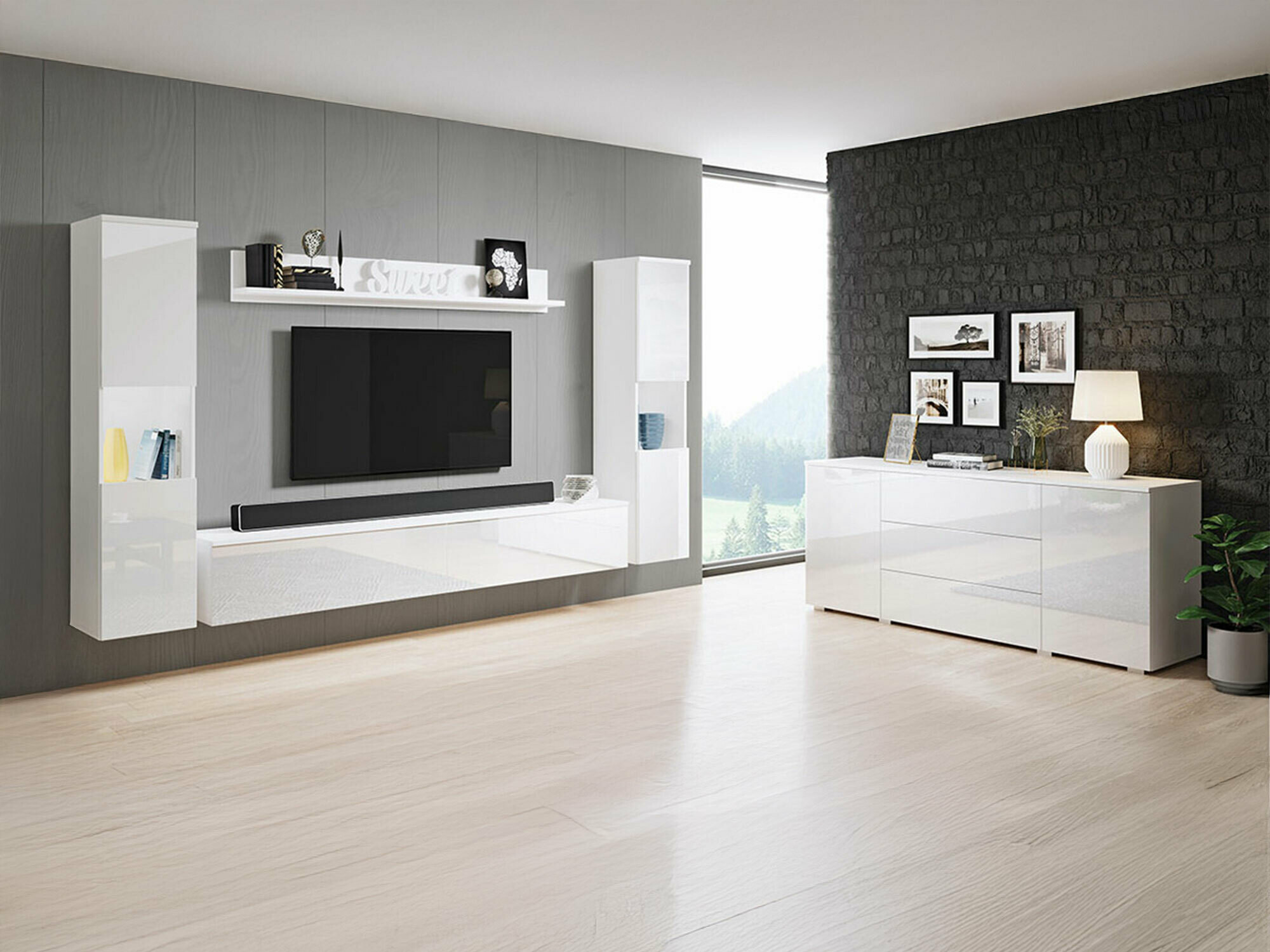 Set de living Sarasota 133 (Alb + Alb lucios)