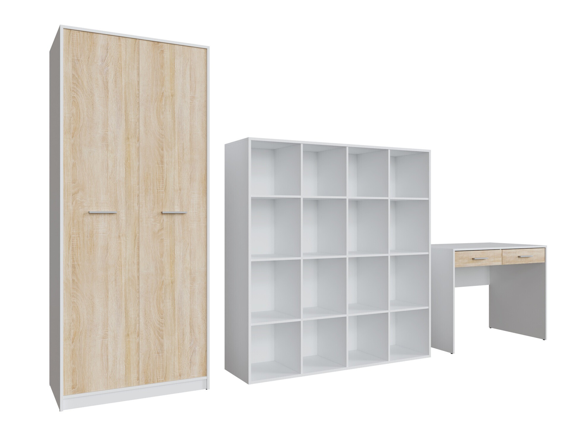 Set birou acasă Novsore 166 (Alb + Stejar Sonoma)