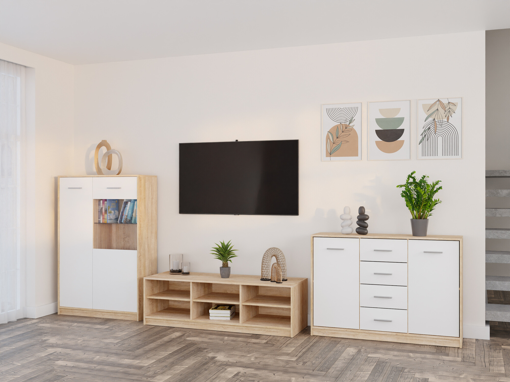 Set de living Novsore 165 (Stejar Sonoma + Alb)