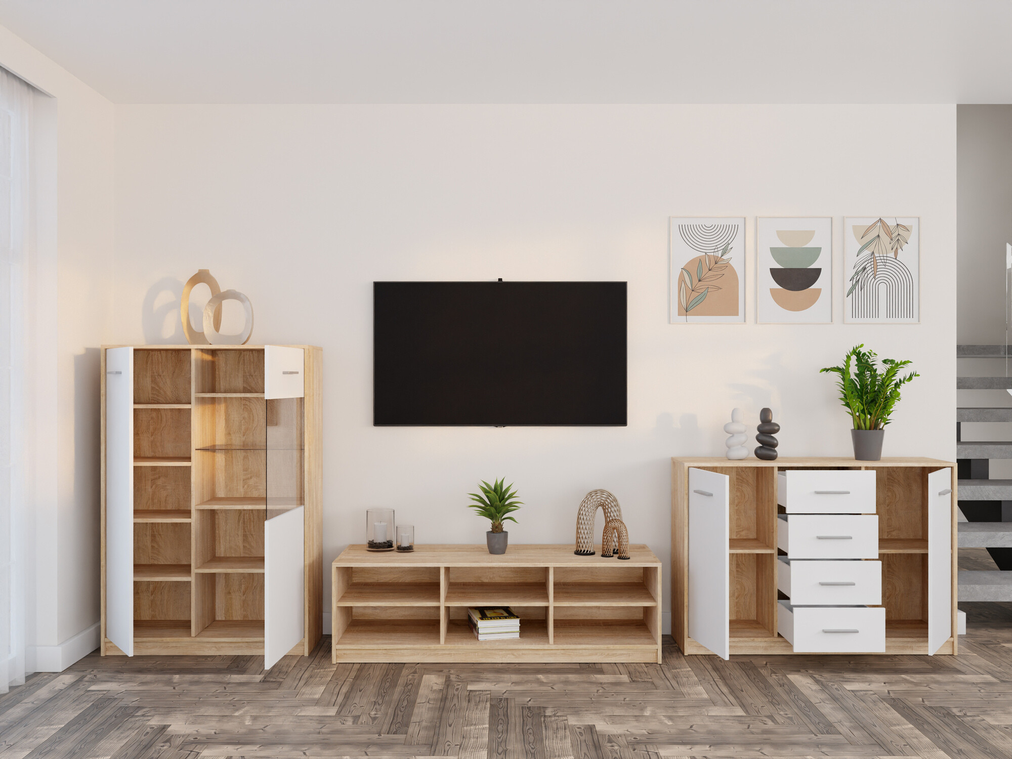 Set de living Novsore 165 (Stejar Sonoma + Alb)