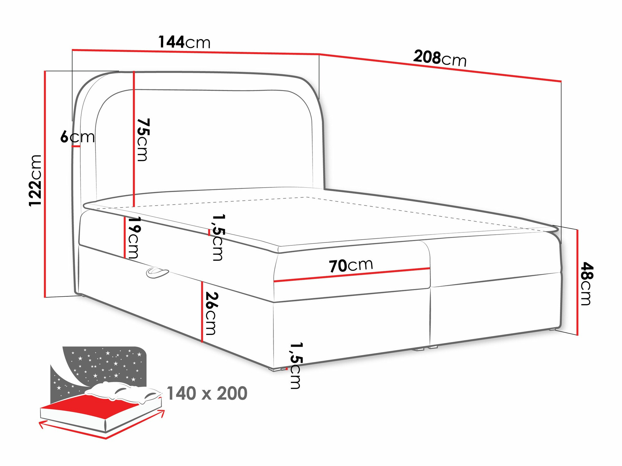 Pat boxspring Color (Coral 55)