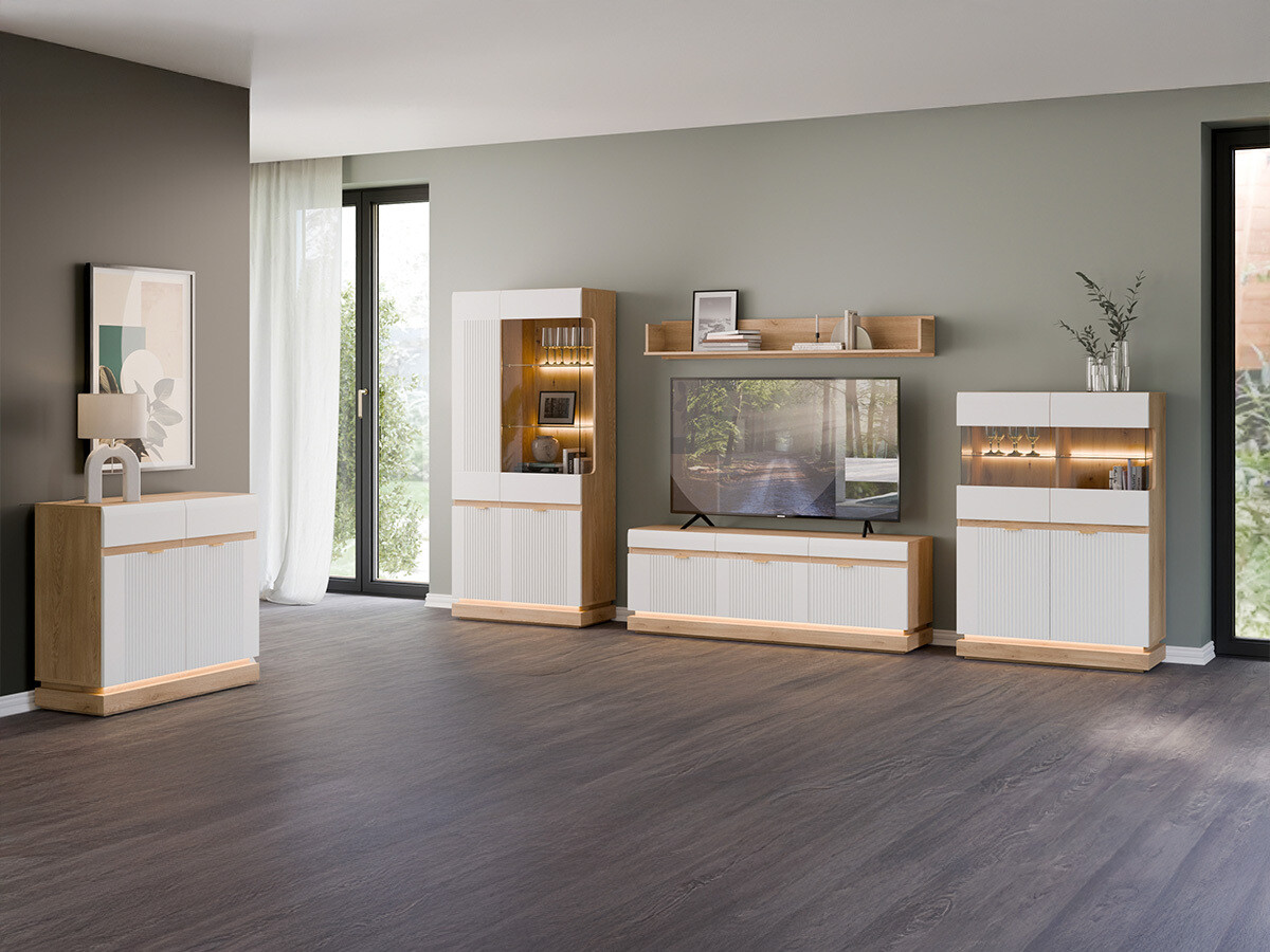 Set de living Teselbu 116 (Alb + Stejar)