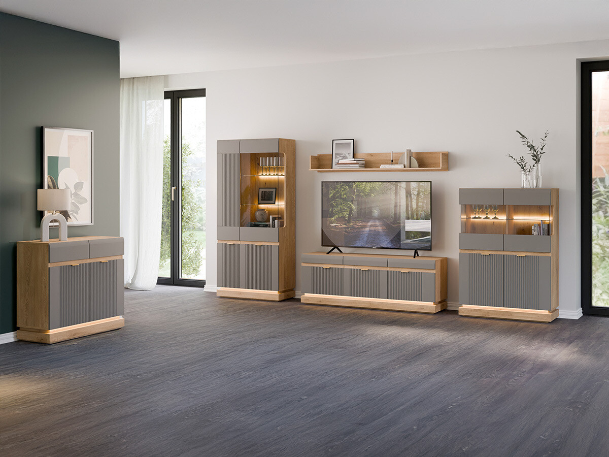 Set de living Teselbu 116 (Gri + Stejar)